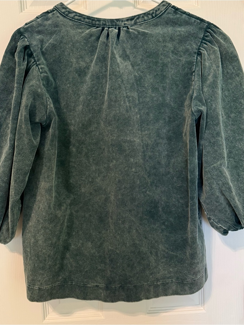 UMGEE Teal Green Corduroy Pintuck Puff Sleeve Boho Blouse Top NWT Small K0607 - Picture 4 of 8